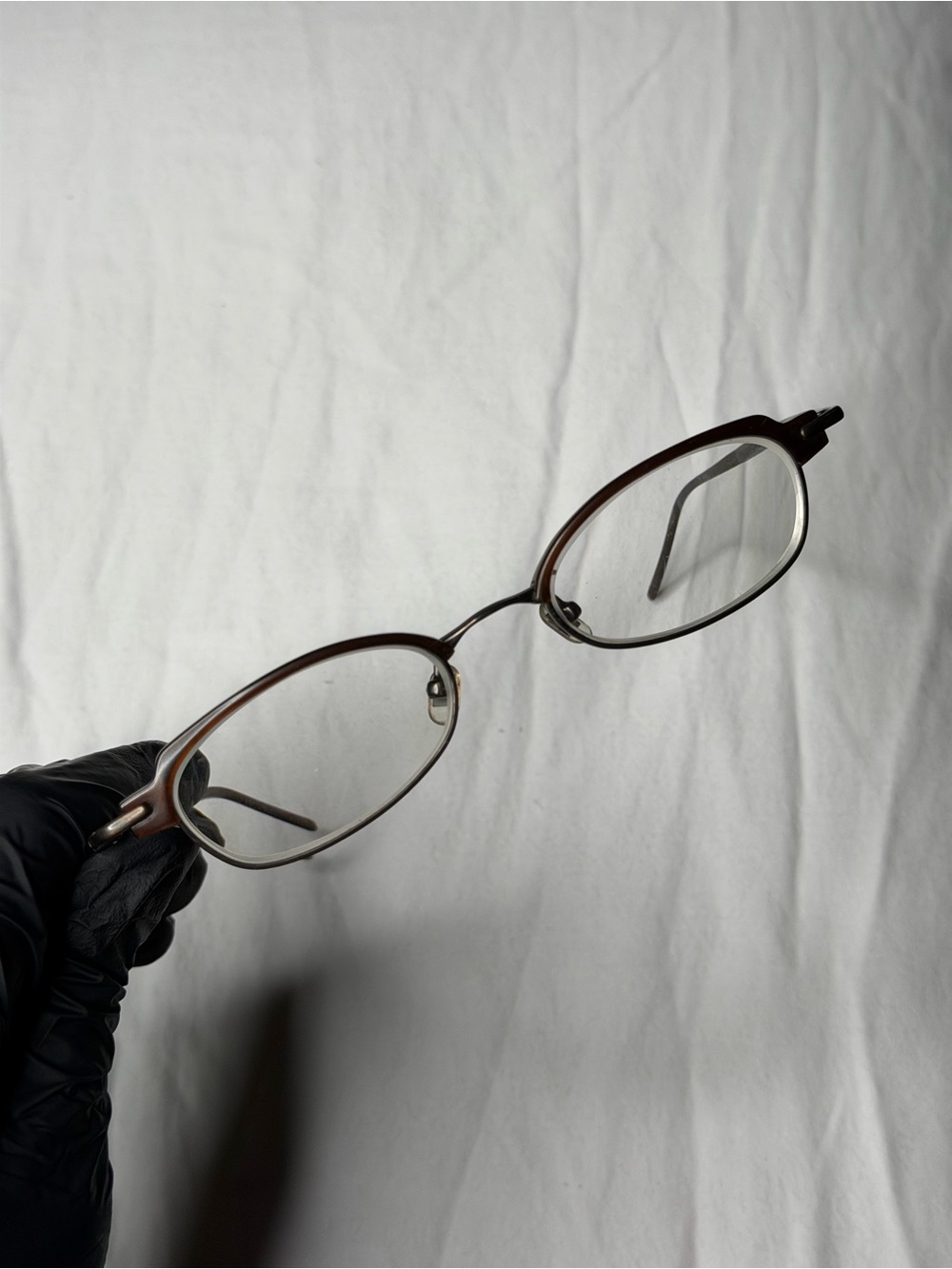 Vintage Kata Spectra Frames Oval Glasses Japan Handmade Brown/Gray Unisex Frames